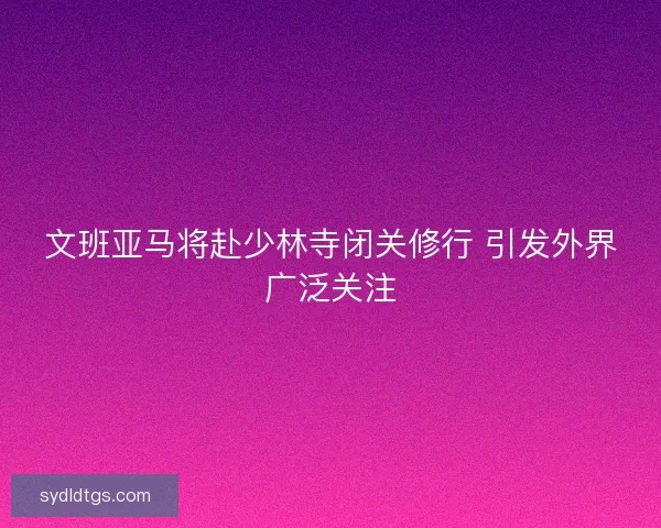 文班亚马将赴少林寺闭关修行 引发外界广泛关注